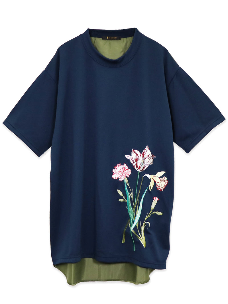RE SYU RYU /【メンズ】サテンコンビＴシャツ刺繍