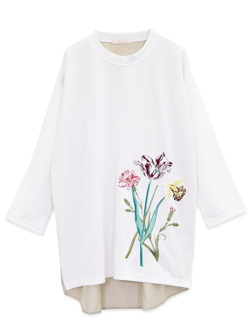RE SYU RYU /【メンズ】サテンコンビ７分袖Ｔシャツ刺繍