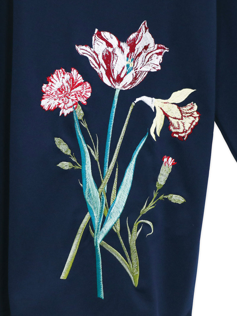 RE SYU RYU /【メンズ】サテンコンビ７分袖Ｔシャツ刺繍