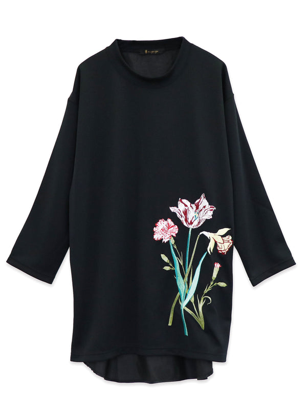 RE SYU RYU /【メンズ】サテンコンビ７分袖Ｔシャツ刺繍