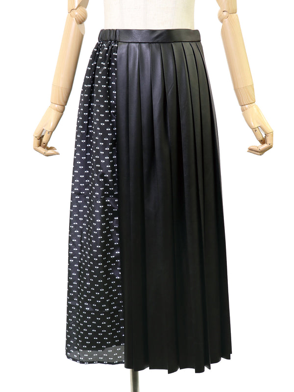 RE SYU RYU / Printed combination pleated skirt