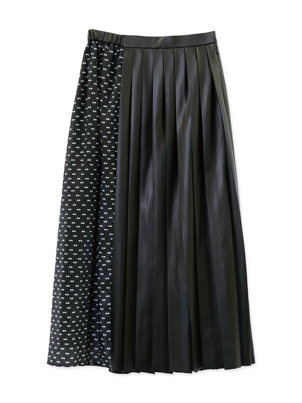 RE SYU RYU / Printed combination pleated skirt