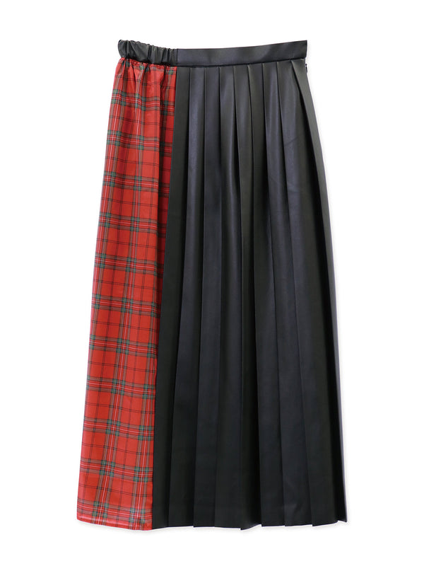 RE SYU RYU / Printed combination pleated skirt