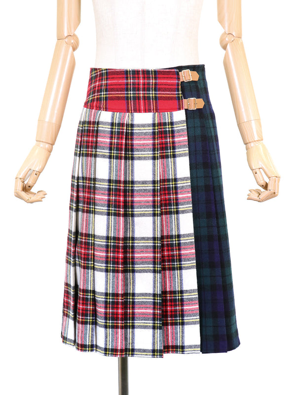 RE SYU RYU / Check wrap skirt