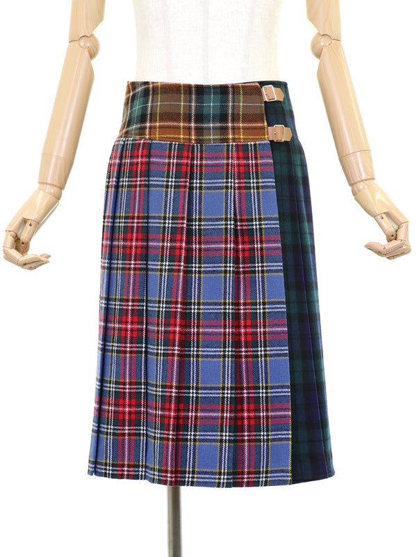 RE SYU RYU / Check wrap skirt