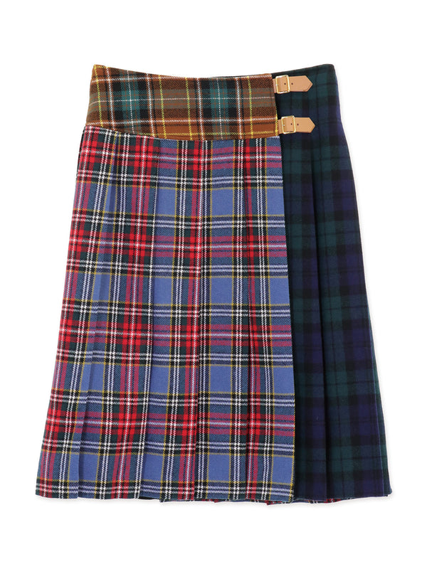 RE SYU RYU / Check wrap skirt