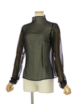 RE SYU RYU /ボトルネックプルオーバーシフォンブラウス