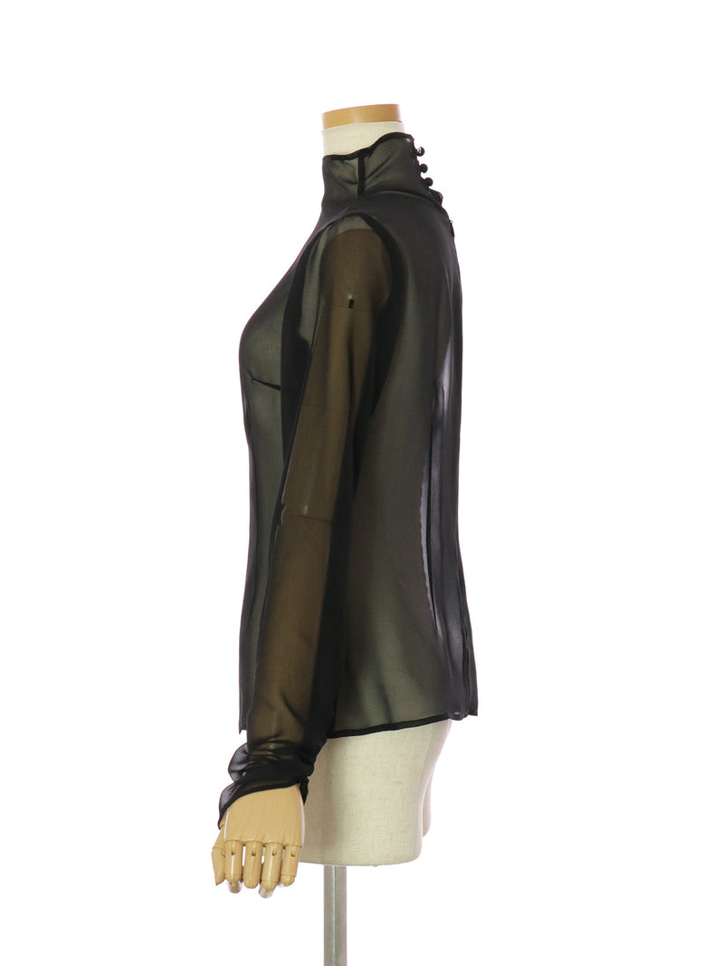 RE SYU RYU /ボトルネックプルオーバーシフォンブラウス