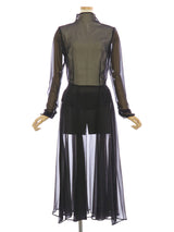 RE SYU RYU /ボトルネックプルオーバーシフォンブラウス